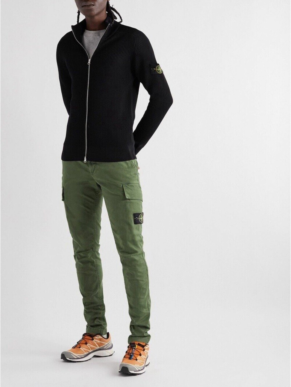 Stone Island Garment-Dyed Cotton Blend Twill Cargo Pant Type SK Green Size 30